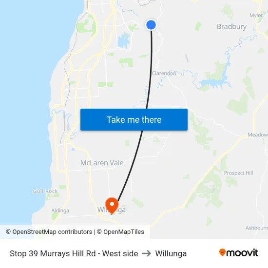 Stop 39 Murrays Hill Rd - West side to Willunga map