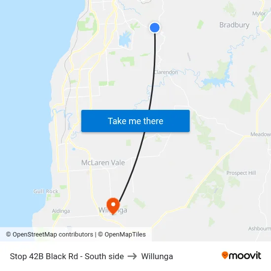 Stop 42B Black Rd - South side to Willunga map
