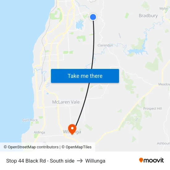 Stop 44 Black Rd - South side to Willunga map