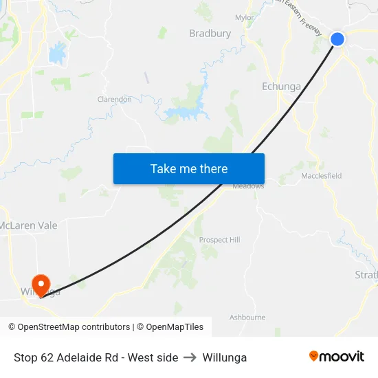 Stop 62 Adelaide Rd - West side to Willunga map