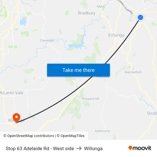 Stop 63 Adelaide Rd - West side to Willunga map