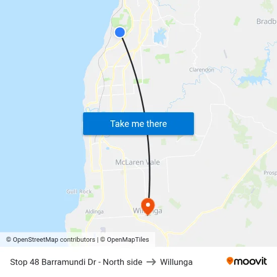 Stop 48 Barramundi Dr - North side to Willunga map