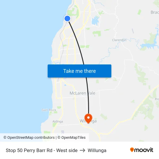 Stop 50 Perry Barr Rd - West side to Willunga map