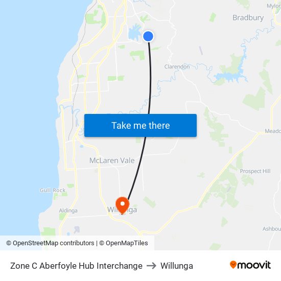 Zone C Aberfoyle Hub Interchange to Willunga map