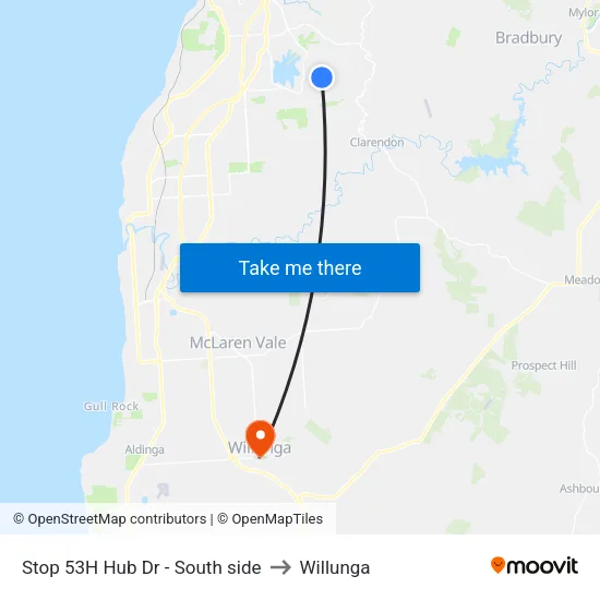 Stop 53H Hub Dr - South side to Willunga map