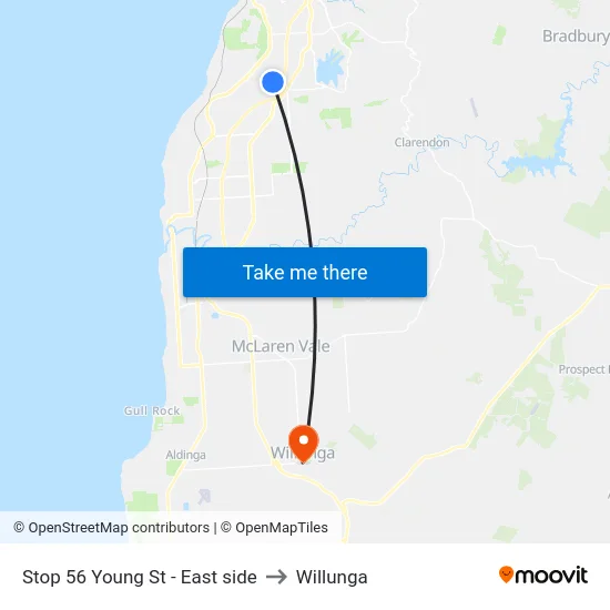 Stop 56 Young St - East side to Willunga map