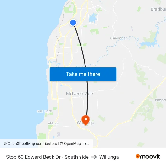 Stop 60 Edward Beck Dr - South side to Willunga map