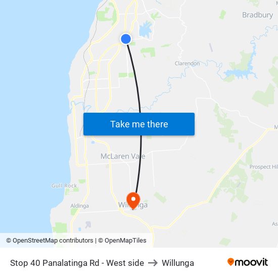 Stop 40 Panalatinga Rd - West side to Willunga map