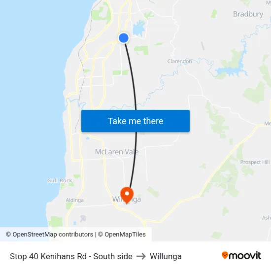Stop 40 Kenihans Rd - South side to Willunga map