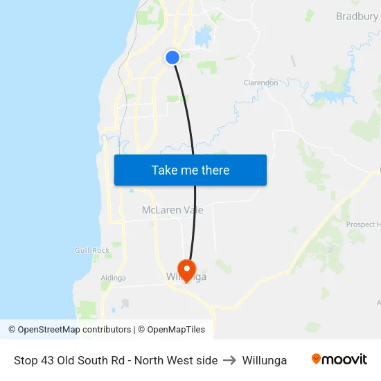 Stop 43 Old South Rd - North West side to Willunga map