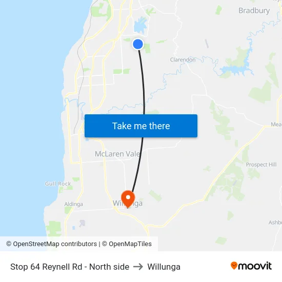 Stop 64 Reynell Rd - North side to Willunga map