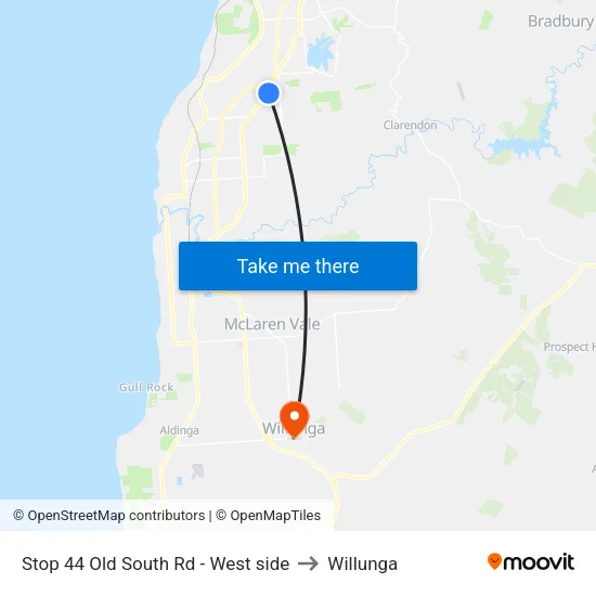Stop 44 Old South Rd - West side to Willunga map