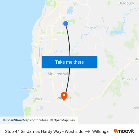 Stop 44 Sir James Hardy Way - West side to Willunga map