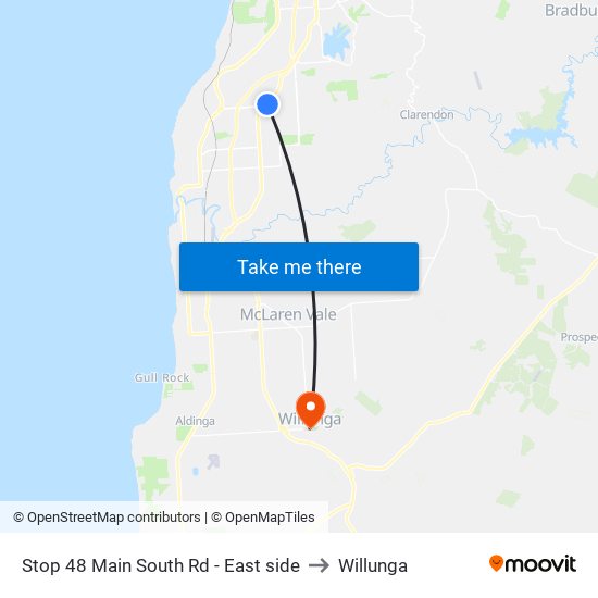 Stop 48 Main South Rd - East side to Willunga map