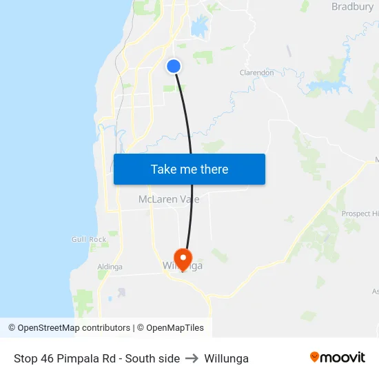 Stop 46 Pimpala Rd - South side to Willunga map