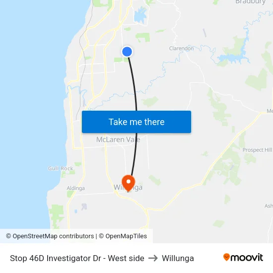 Stop 46D Investigator Dr - West side to Willunga map
