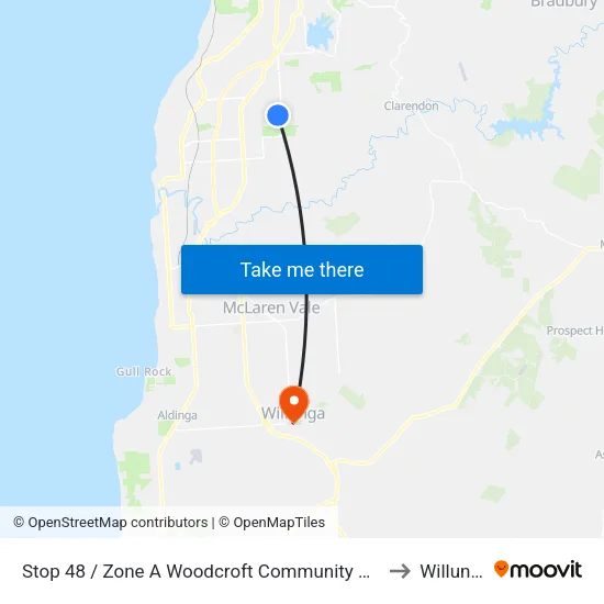 Stop 48 / Zone A Woodcroft Community Centre to Willunga map