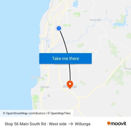 Stop 56 Main South Rd - West side to Willunga map