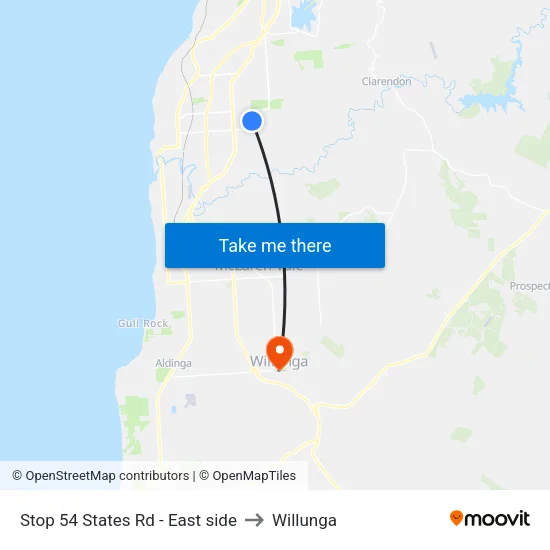 Stop 54 States Rd - East side to Willunga map