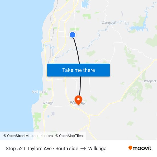 Stop 52T Taylors Ave - South side to Willunga map