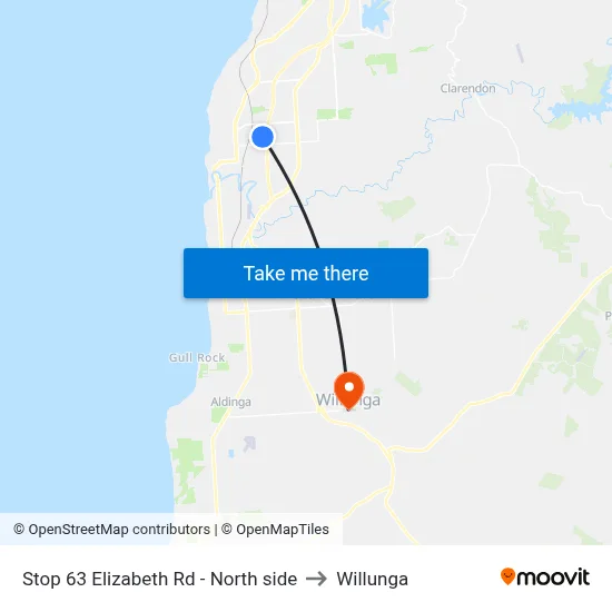Stop 63 Elizabeth Rd - North side to Willunga map