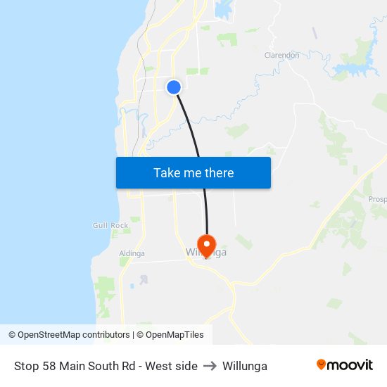 Stop 58 Main South Rd - West side to Willunga map