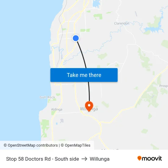 Stop 58 Doctors Rd - South side to Willunga map