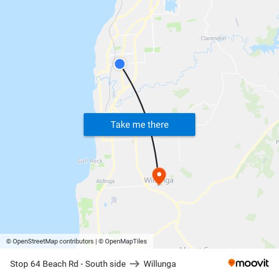 Stop 64 Beach Rd - South side to Willunga map