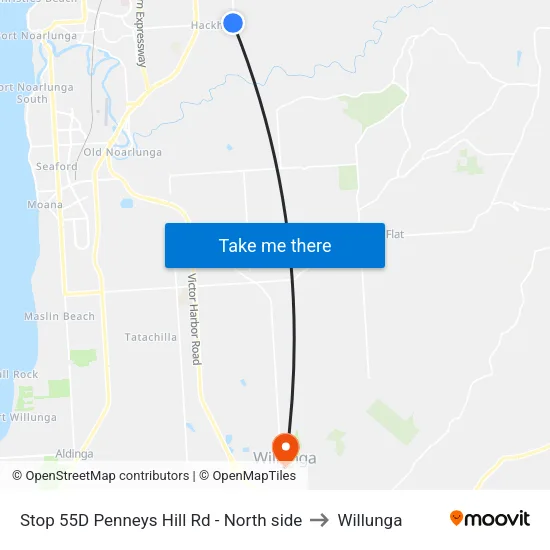 Stop 55D Penneys Hill Rd - North side to Willunga map
