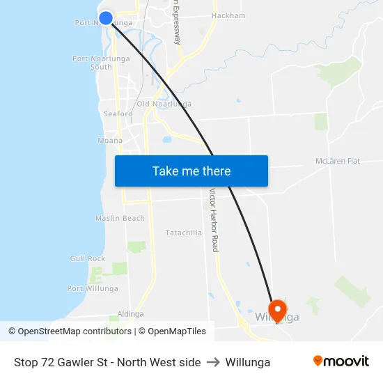 Stop 72 Gawler St - North West side to Willunga map