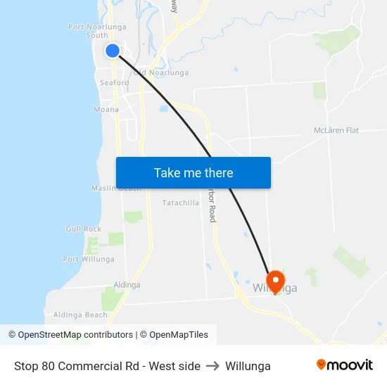 Stop 80 Commercial Rd - West side to Willunga map