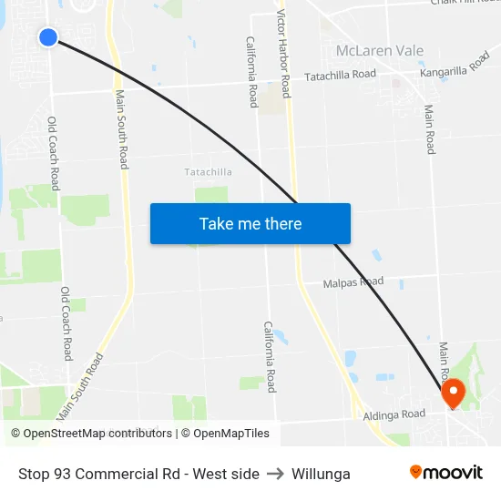 Stop 93 Commercial Rd - West side to Willunga map