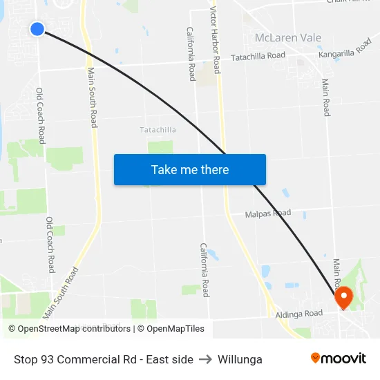 Stop 93 Commercial Rd - East side to Willunga map