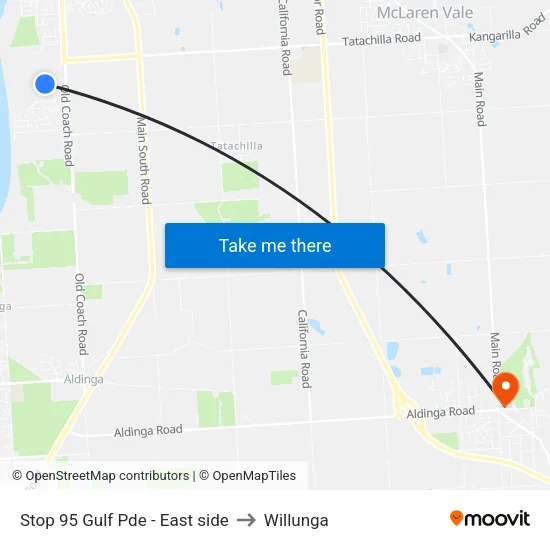 Stop 95 Gulf Pde - East side to Willunga map