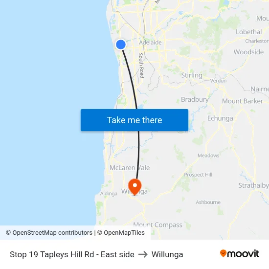 Stop 19 Tapleys Hill Rd - East side to Willunga map