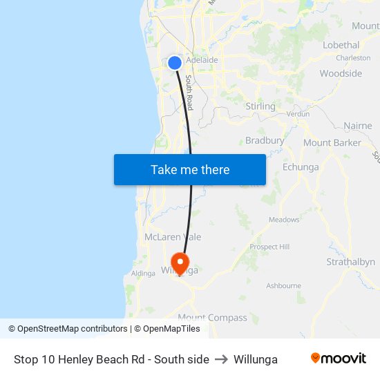 Stop 10 Henley Beach Rd - South side to Willunga map