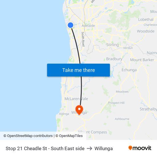 Stop 21 Cheadle St - South East side to Willunga map