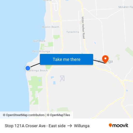 Stop 121A Croser Ave - East side to Willunga map