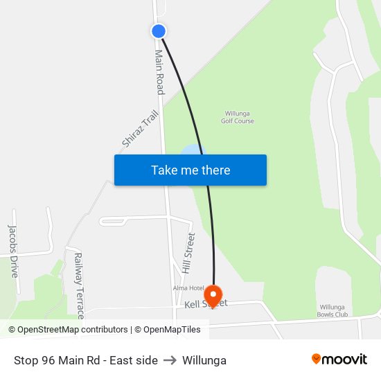 Stop 96 Main Rd - East side to Willunga map