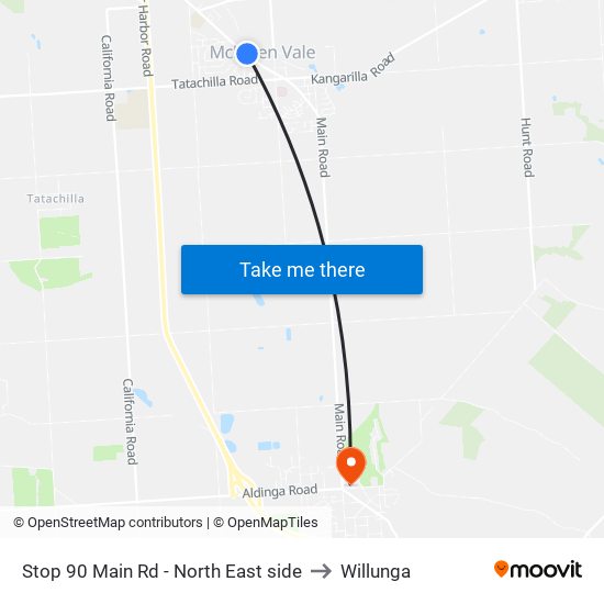 Stop 90 Main Rd - North East side to Willunga map