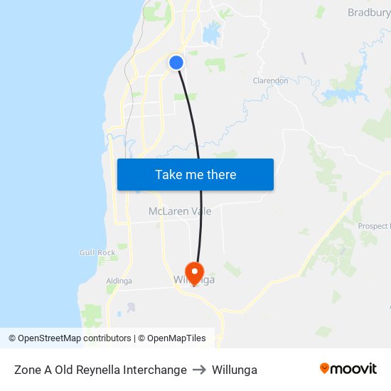 Zone A Old Reynella Interchange to Willunga map