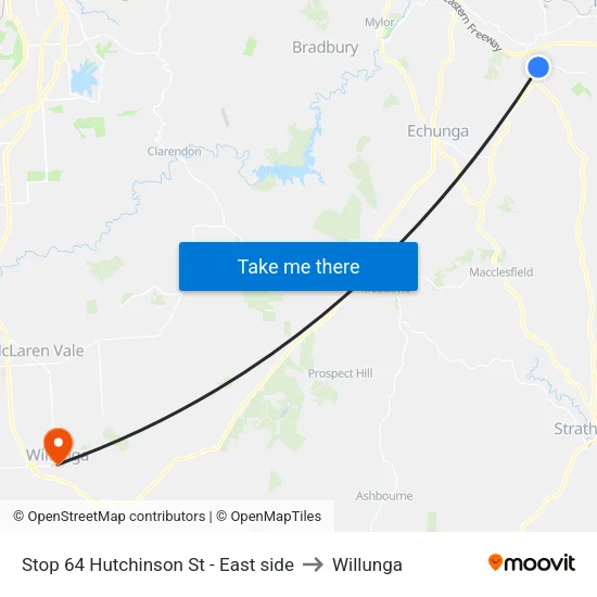 Stop 64 Hutchinson St - East side to Willunga map