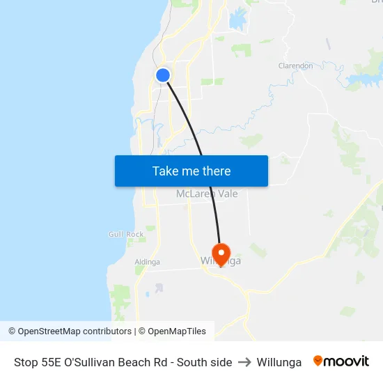 Stop 55E O'Sullivan Beach Rd - South side to Willunga map