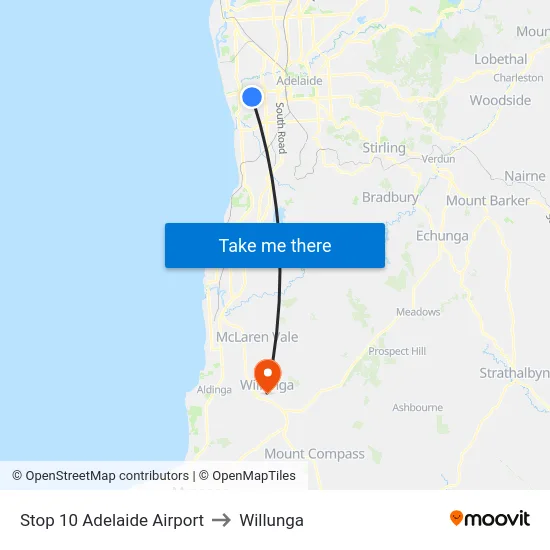 Stop 10 Adelaide Airport to Willunga map