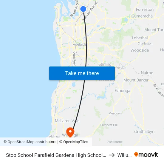Stop School Parafield Gardens High School Shepherdson Rd to Willunga map