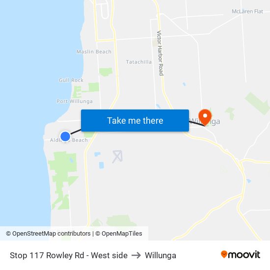 Stop 117 Rowley Rd - West side to Willunga map