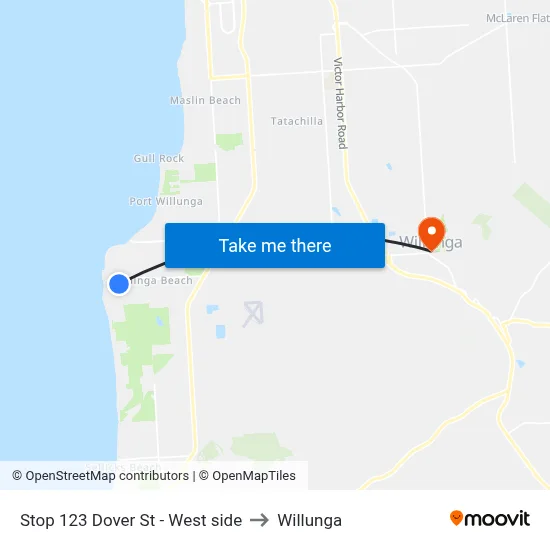 Stop 123 Dover St - West side to Willunga map