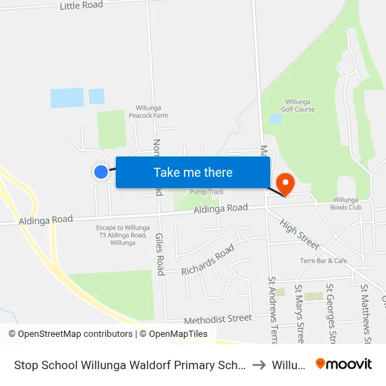 Stop School Willunga Waldorf Primary School Jay Dr to Willunga map