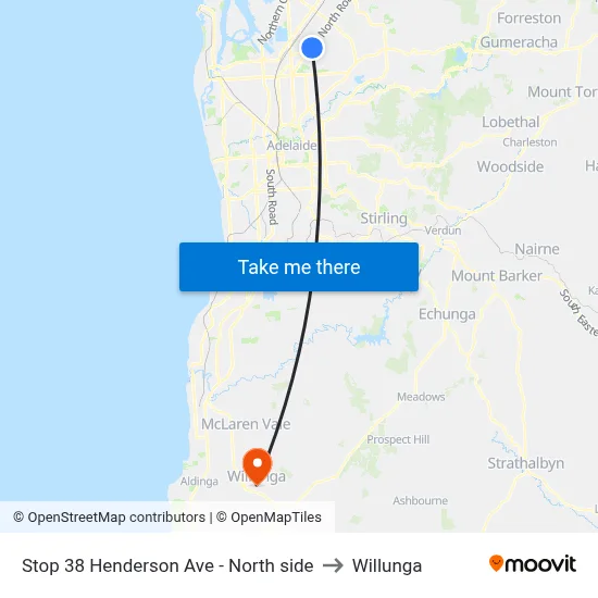 Stop 38 Henderson Ave - North side to Willunga map