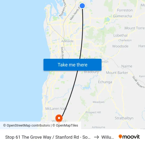 Stop 61 The Grove Way / Stanford Rd - South side to Willunga map